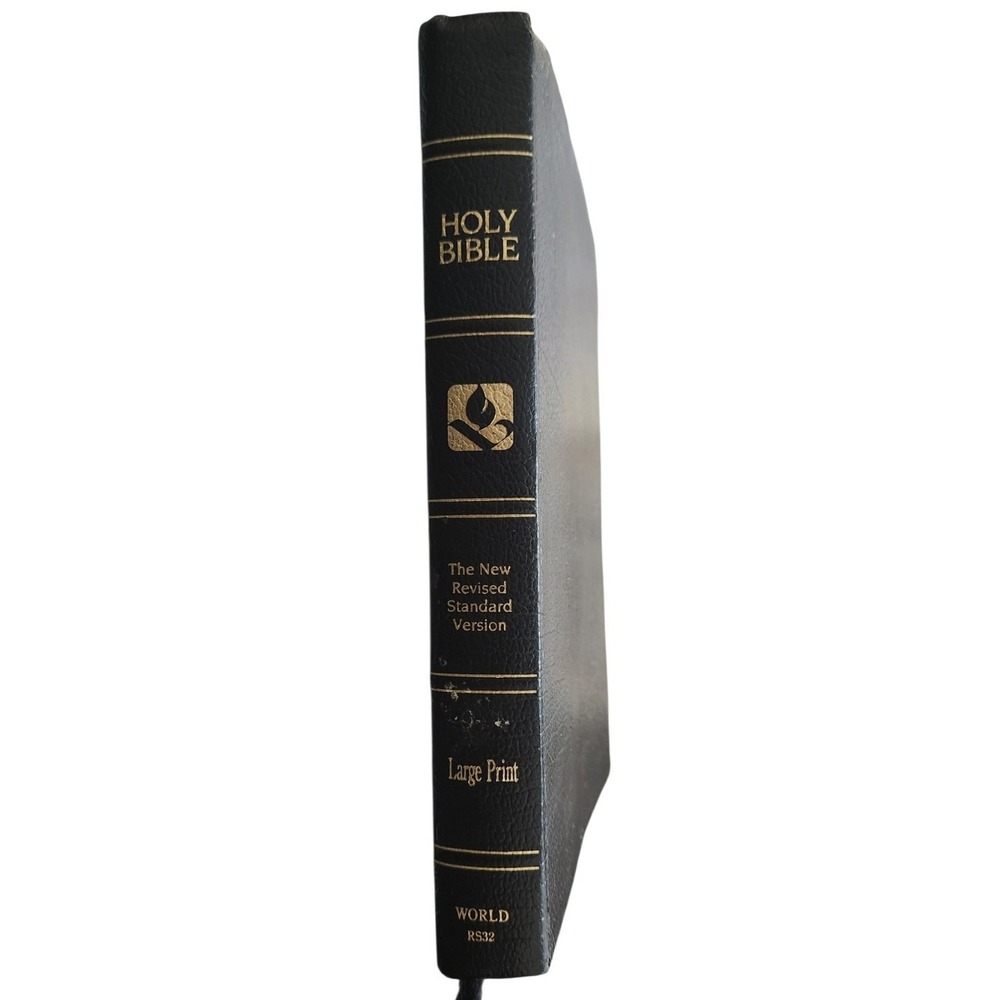 World NRSV Holy Bible Large Print Genuine Bonded Leather Black Gold Edge RS32